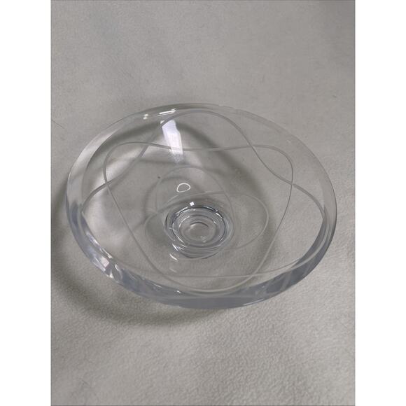 Nambe Crystal Morph Gray Cut Swirl Ribbon Bowl 6" Round Handcrafted in Slovenia - Picture 1 of 6